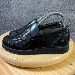 Waldläufer Shoes Hegli Loafer Womens Size 7.5 Leather Black Metallic Slip On